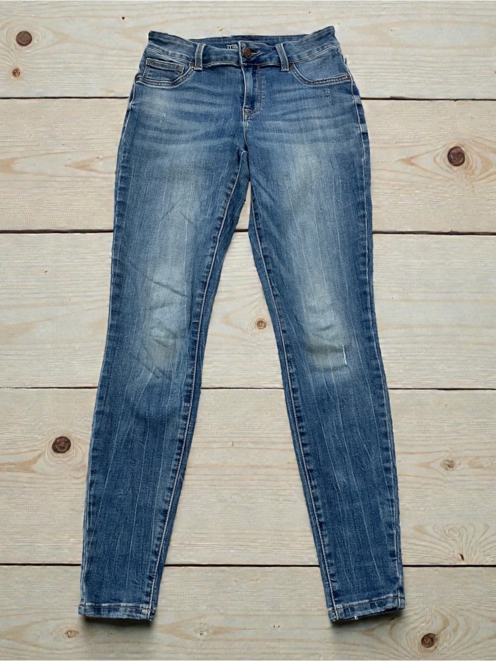 Maurices Faded Blue Distressed Slim Stretch Jeggings Jeans Size S Regular